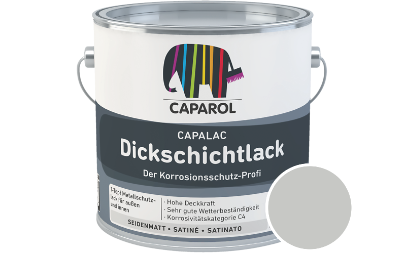 Caparol Capalac Dickschichtlack 2,5L Lack / Getnt im Farbton RAL 7035 Lichtgrau