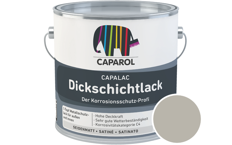 Caparol Capalac Dickschichtlack 750ml Lack / Getnt im Farbton RAL 7044 Seidengrau