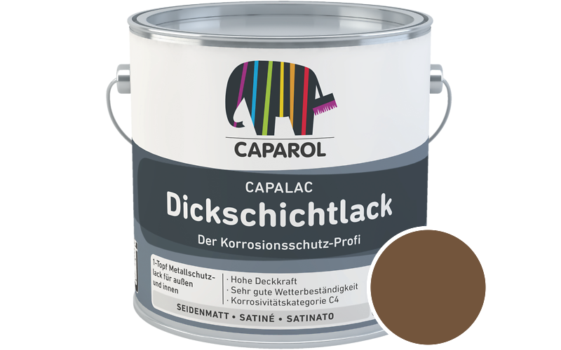 Caparol Capalac Dickschichtlack 750ml Lack / Getnt im Farbton RAL 8008 Olivbraun