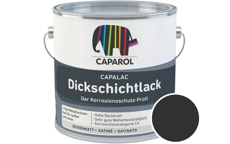 Caparol Capalac Dickschichtlack 2,5L Lack / Getnt im Farbton RAL 9005 Tiefschwarz
