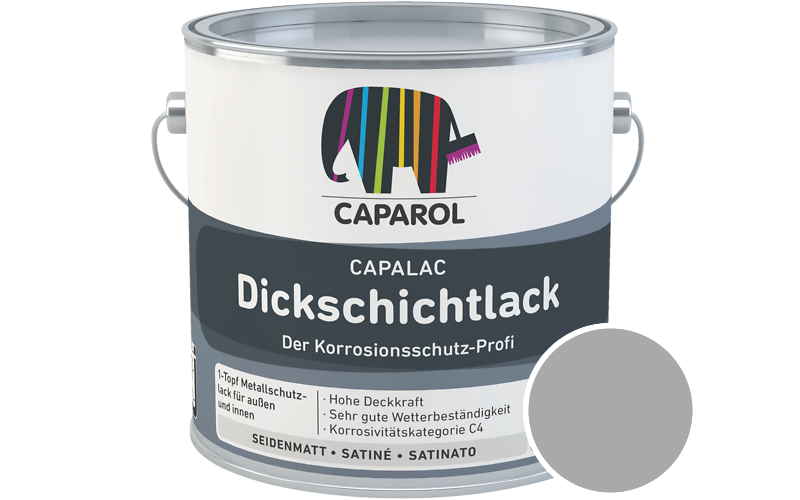 Caparol Capalac Dickschichtlack 2,5L Getönt im Farbton RAL 9006 Weissaluminium (ohne Metallic-Effekt)