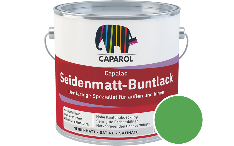 Caparol Capalac Seidenmatt-Buntlack 2,5L Lack / Getnt im Farbton Agave 125
