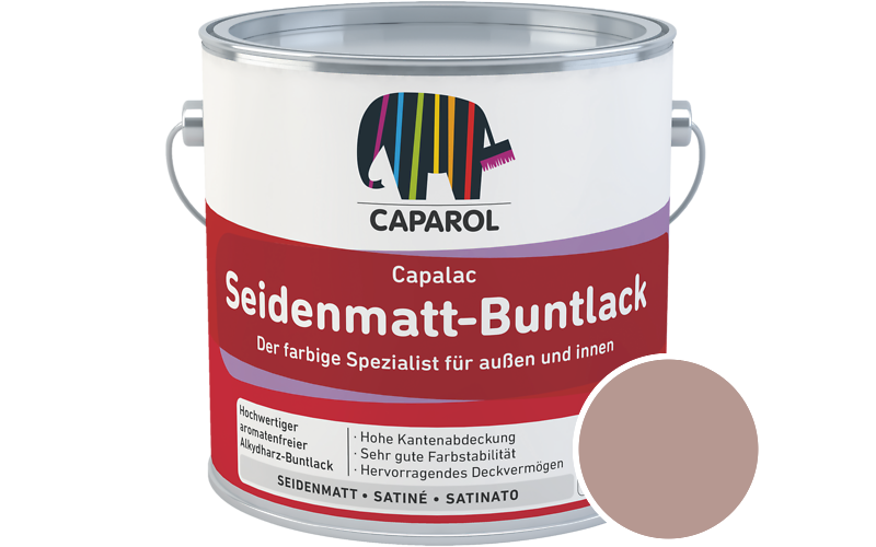 Caparol Capalac Seidenmatt-Buntlack 2,5L Lack / Getnt im Farbton Alucryl 10