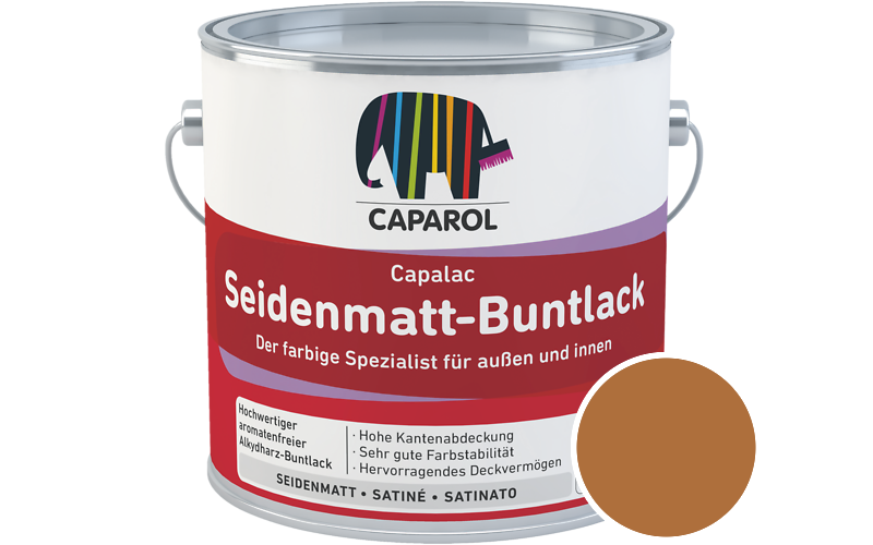 Caparol Capalac Seidenmatt-Buntlack 2,5L Lack / Getnt im Farbton Amber 65