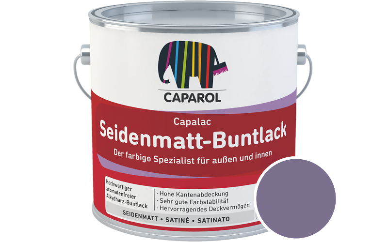 Caparol Capalac Seidenmatt-Buntlack 2,5L Lack / Getnt im Farbton Amethyst 105