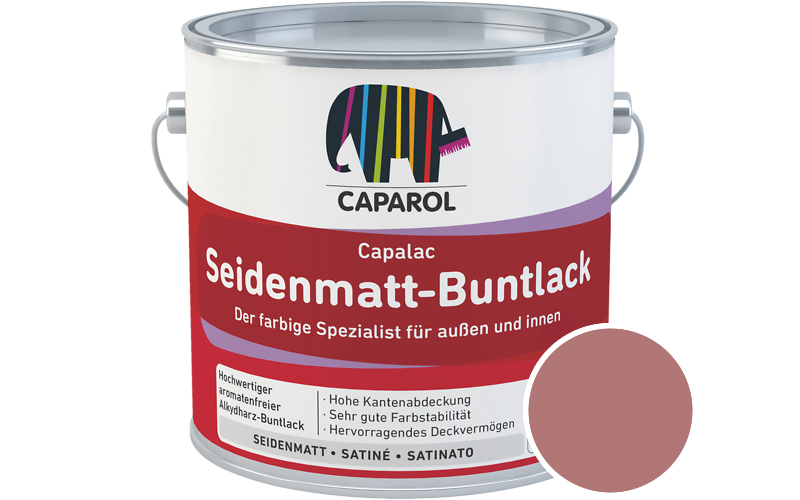Caparol Capalac Seidenmatt-Buntlack 2,5L Lack / Getnt im Farbton Barolo 105