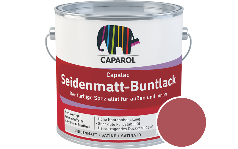 Caparol Capalac Seidenmatt-Buntlack 2,5L Lack / Getnt im Farbton Barolo 130
