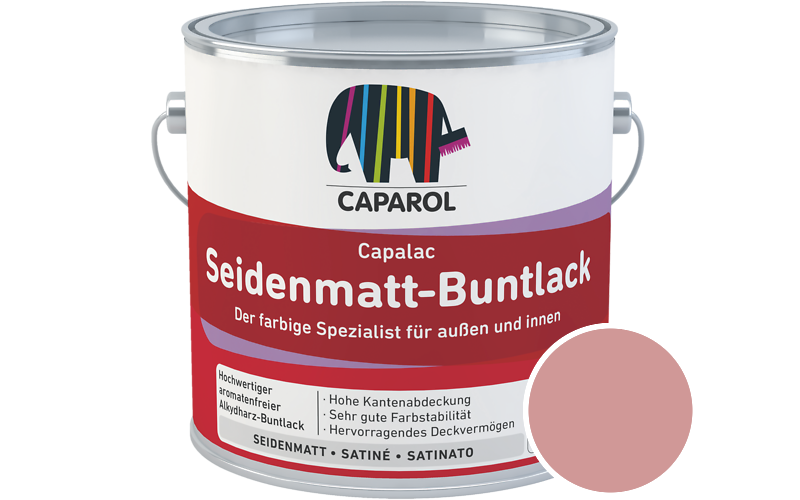 Caparol Capalac Seidenmatt-Buntlack 2,5L Lack / Getnt im Farbton Barolo 140
