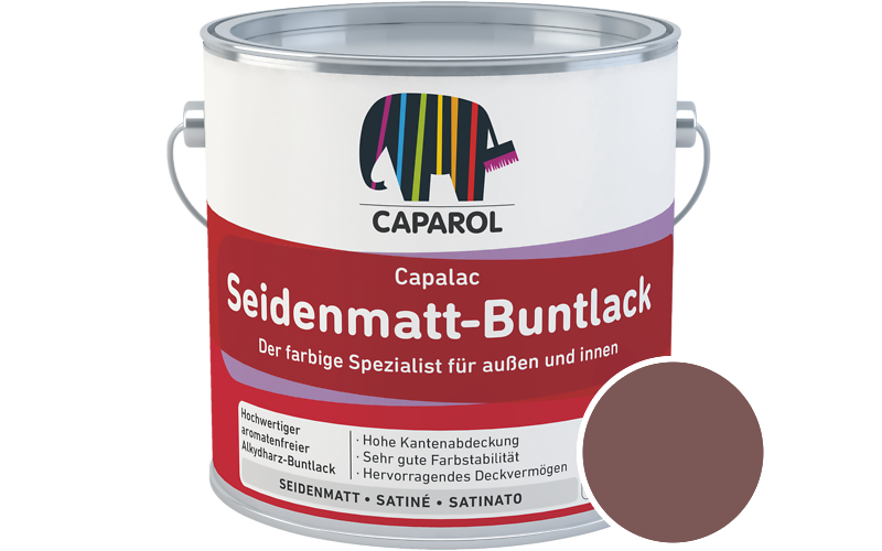 Caparol Capalac Seidenmatt-Buntlack 2,5L Lack / Getnt im Farbton Barolo 40