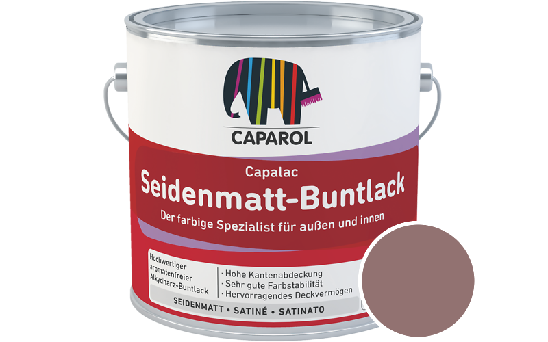 Caparol Capalac Seidenmatt-Buntlack 2,5L Lack / Getnt im Farbton Barolo 45