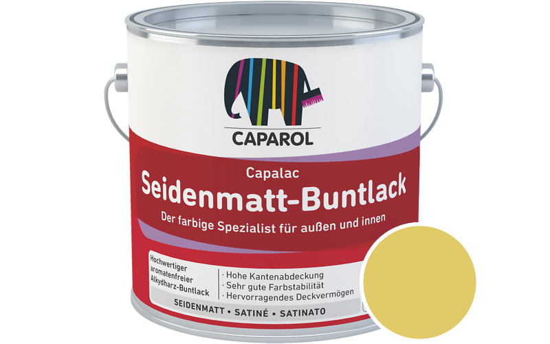 Caparol Capalac Seidenmatt-Buntlack 2,5L Lack / Getnt im Farbton Citrus 75