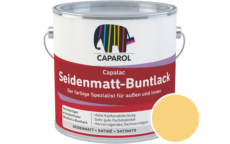 Caparol Capalac Seidenmatt-Buntlack 2,5L Lack / Getnt im Farbton Curcuma 110