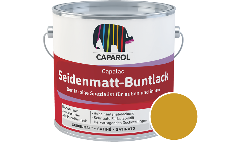 Caparol Capalac Seidenmatt-Buntlack 2,5L Lack / Getnt im Farbton Curcuma 65
