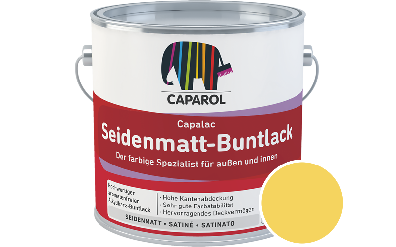 Caparol Capalac Seidenmatt-Buntlack 2,5L Lack / Getnt im Farbton Curry 140