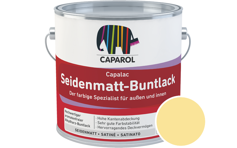 Caparol Capalac Seidenmatt-Buntlack 2,5L Lack / Getnt im Farbton Curry 150