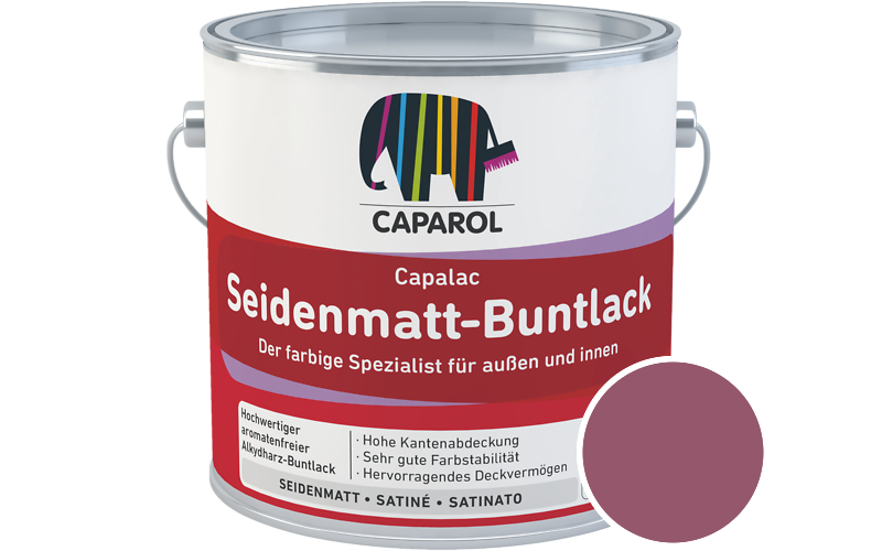 Caparol Capalac Seidenmatt-Buntlack 2,5L Lack / Getnt im Farbton Flamenco 130