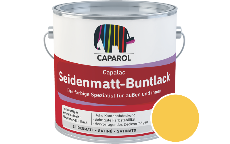 Caparol Capalac Seidenmatt-Buntlack 2,5L Lack / Getnt im Farbton Ginster 135
