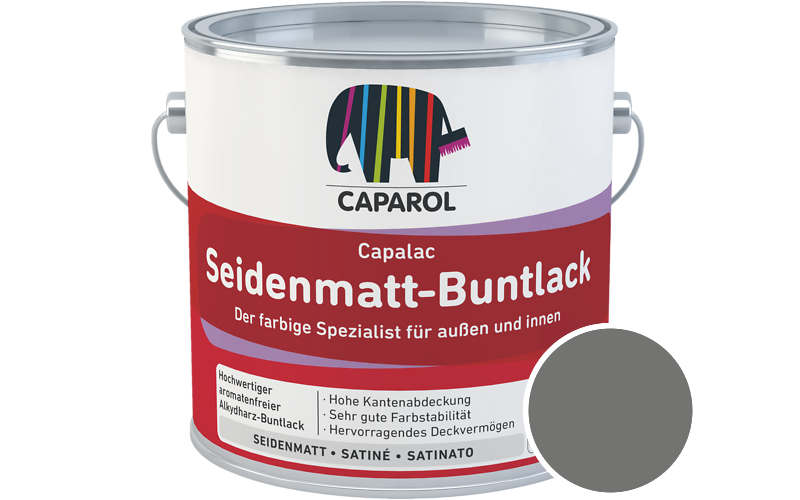 Caparol Capalac Seidenmatt-Buntlack 2,5L Lack / Getnt im Farbton Granit 20
