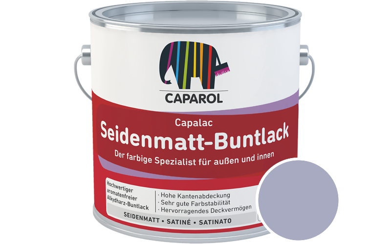 Caparol Capalac Seidenmatt-Buntlack 2,5L Lack / Getnt im Farbton Lavendel 90