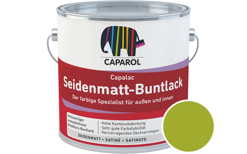 Caparol Capalac Seidenmatt-Buntlack 2,5L Lack / Getnt im Farbton Limette 0