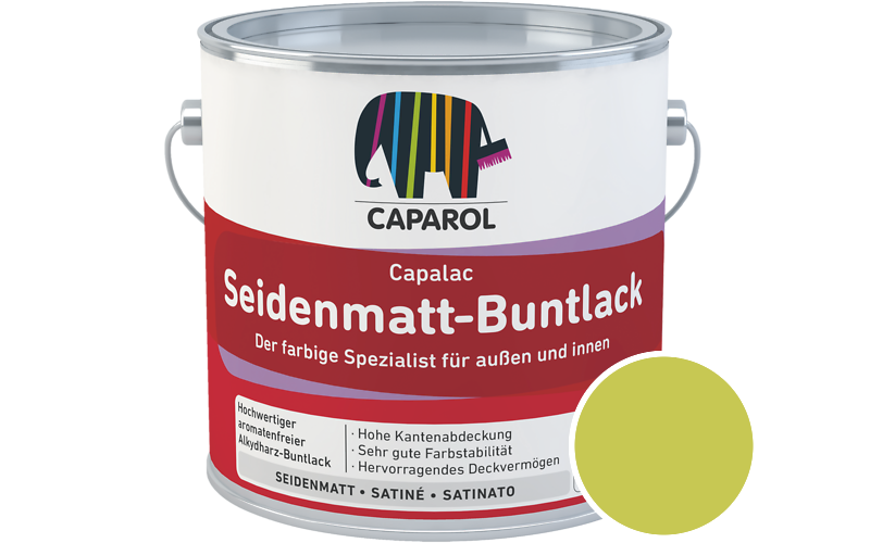 Caparol Capalac Seidenmatt-Buntlack 2,5L Lack / Getnt im Farbton Limette 12