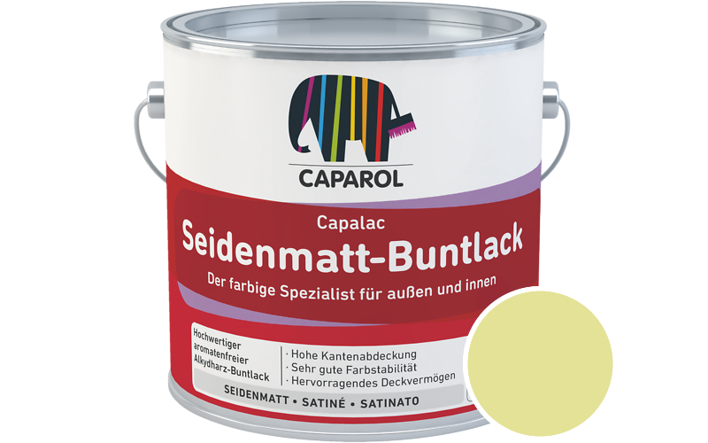 Caparol Capalac Seidenmatt-Buntlack 2,5L Lack / Getnt im Farbton Limette 14