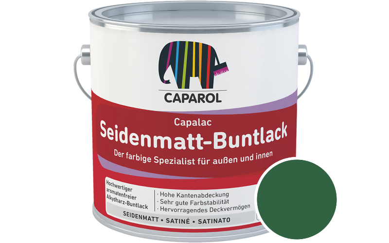 Caparol Capalac Seidenmatt-Buntlack 2,5L Lack / Getnt im Farbton Malachit 65
