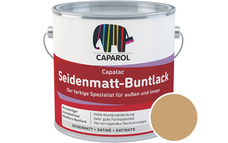 Caparol Capalac Seidenmatt-Buntlack 2,5L Lack / Getnt im Farbton Marill 75
