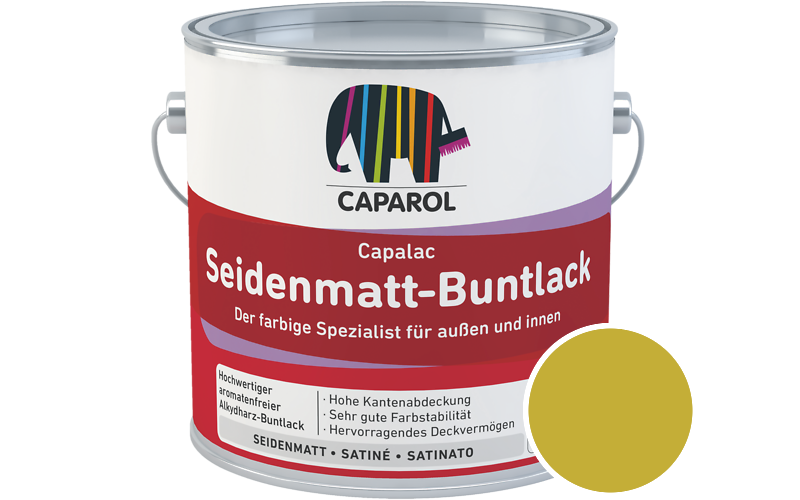 Caparol Capalac Seidenmatt-Buntlack 2,5L Lack / Getnt im Farbton Melisse 95