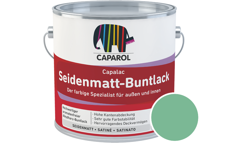 Caparol Capalac Seidenmatt-Buntlack 2,5L Lack / Getnt im Farbton Mint 80