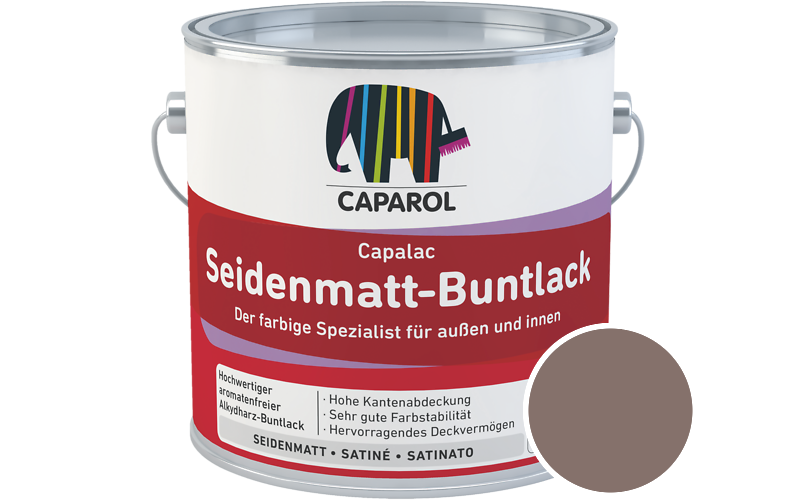 Caparol Capalac Seidenmatt-Buntlack 2,5L Lack / Getnt im Farbton Mocca 12