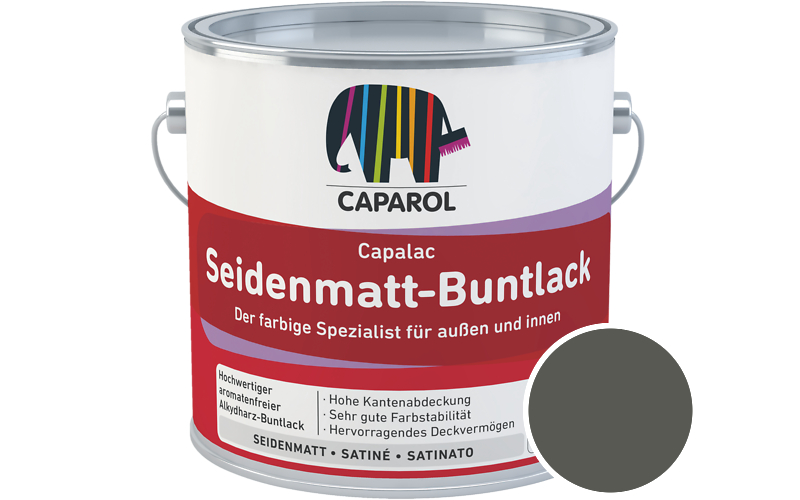 Caparol Capalac Seidenmatt-Buntlack 2,5L Lack / Getnt im Farbton Moos 5