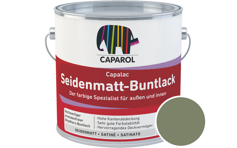 Caparol Capalac Seidenmatt-Buntlack 2,5L Lack / Getnt im Farbton Moos 65