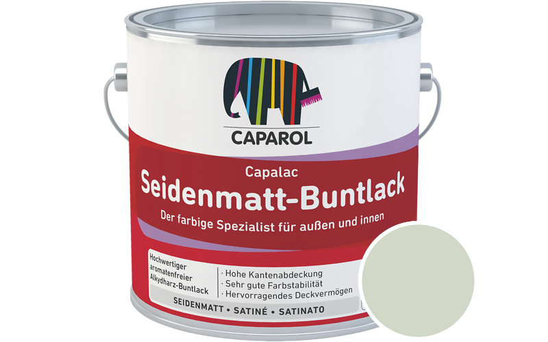 Caparol Capalac Seidenmatt-Buntlack 2,5L Lack / Getnt im Farbton Oase 85