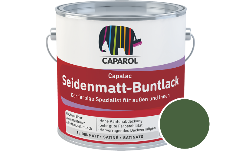 Caparol Capalac Seidenmatt-Buntlack 2,5L Lack / Getnt im Farbton Oase 95