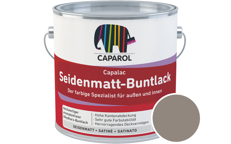 Caparol Capalac Seidenmatt-Buntlack 2,5L Lack / Getnt im Farbton Onyx 40