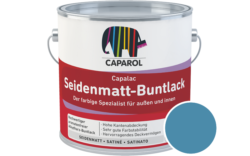 Caparol Capalac Seidenmatt-Buntlack 2,5L Lack / Getnt im Farbton Pacific 165