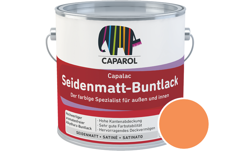 Caparol Capalac Seidenmatt-Buntlack 2,5L Lack / Getnt im Farbton Papaya 130