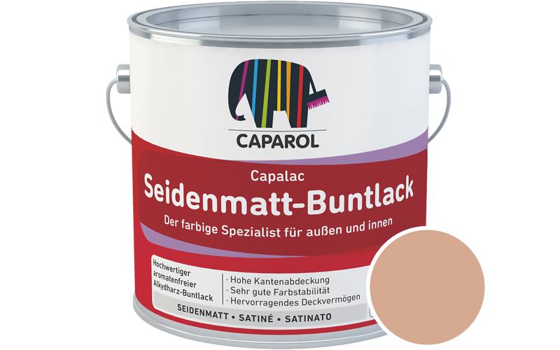 Caparol Capalac Seidenmatt-Buntlack 2,5L Lack / Getnt im Farbton Papaya 80