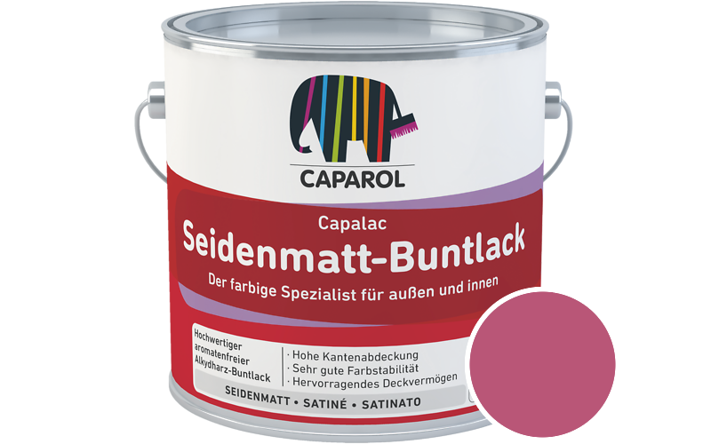 Caparol Capalac Seidenmatt-Buntlack 2,5L Lack / Getnt im Farbton Pink 10