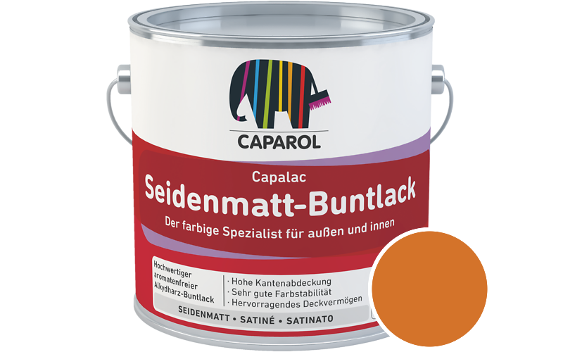 Caparol Capalac Seidenmatt-Buntlack 750ml Lack / Getnt im Farbton RAL 2000 Gelborange