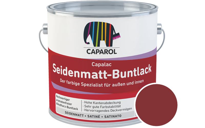 Caparol Capalac Seidenmatt-Buntlack 375ml Lack / Getnt im Farbton RAL 3003 Rubinrot
