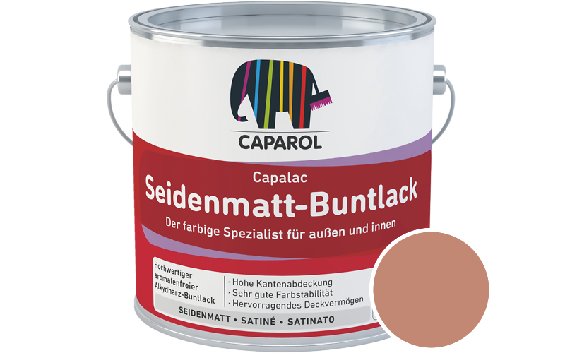 Caparol Capalac Seidenmatt-Buntlack 750ml Lack / Getnt im Farbton RAL 3012 Beigerot
