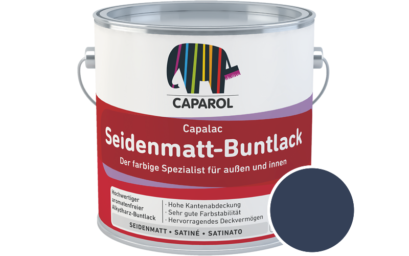 Caparol Capalac Seidenmatt-Buntlack 750ml Lack / Getnt im Farbton RAL 5003 Saphirblau