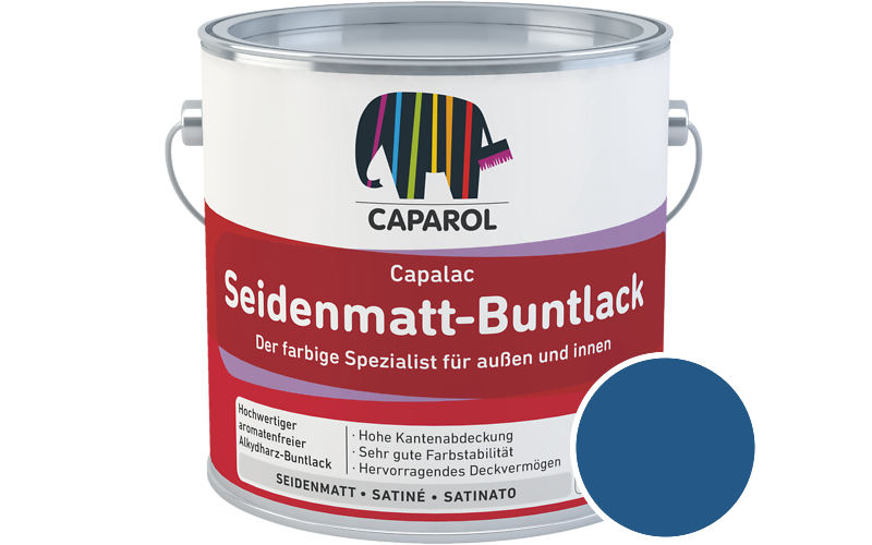 Caparol Capalac Seidenmatt-Buntlack 750ml Lack / Getnt im Farbton RAL 5005 Signalblau