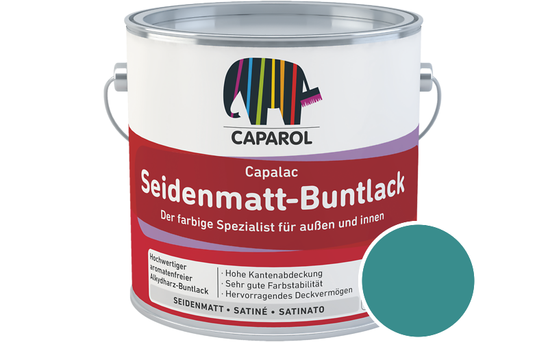 Caparol Capalac Seidenmatt-Buntlack 375ml Lack / Getnt im Farbton RAL 5018 Tuerkisblau