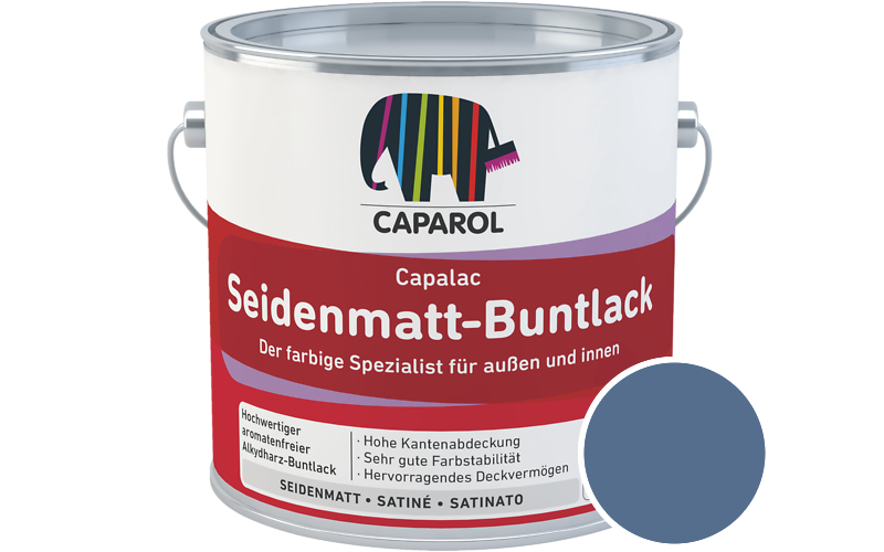 Caparol Capalac Seidenmatt-Buntlack 375ml Lack / Getnt im Farbton RAL 5023 Fernblau