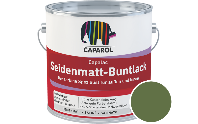 Caparol Capalac Seidenmatt-Buntlack 750ml Lack / Getnt im Farbton RAL 6025 Farngrn