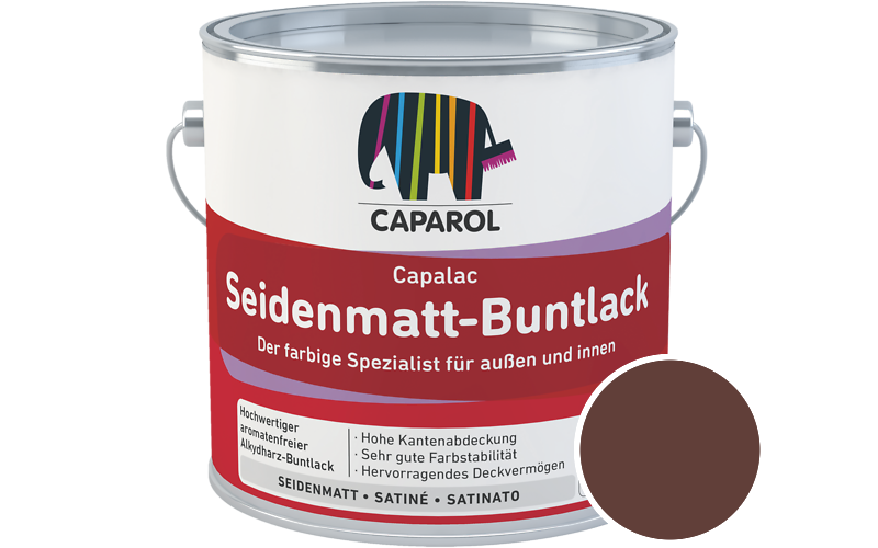 Caparol Capalac Seidenmatt-Buntlack 750ml Lack / Getnt im Farbton RAL 8015 Kastanienbraun