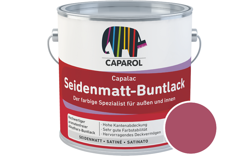 Caparol Capalac Seidenmatt-Buntlack 2,5L Lack / Getnt im Farbton Rose 100